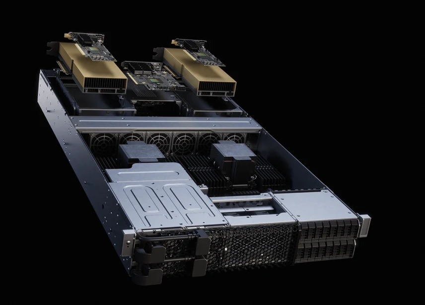Compact GPU server with exposed accelerator cards and cooling hardware